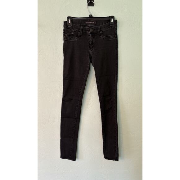 Rock & Republic Women’s 27 Black Skinny Low Rise Denim Stretch Jeans 25x30 - Picture 1 of 6